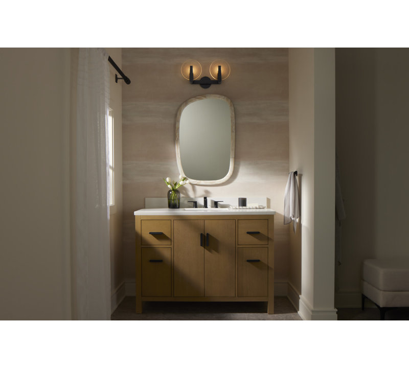 Hint Two-Light Sconce, 7.48"H x 15.55"W x 10.83"D, Matte Black, 2 Lights