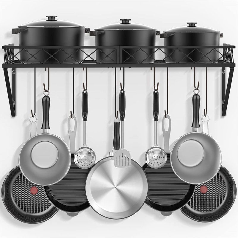 Iron Wall Mounted Pot Rack, Black