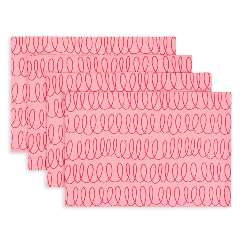 Loop And Dot 100% Cotton Rectangle, Pink Blush