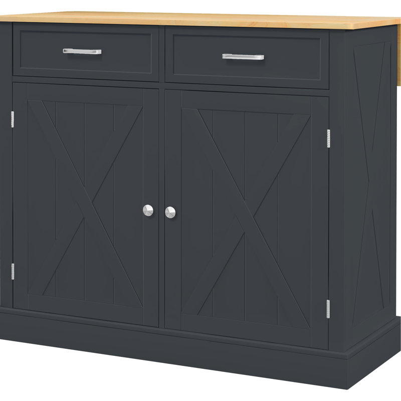 Chariot de cuisine roulant gris foncé - Support de salle à manger polyvalent avec abattant, 2 tiroirs et tiroirs de rangement réglables pour îlot, tablettes pour la gestion