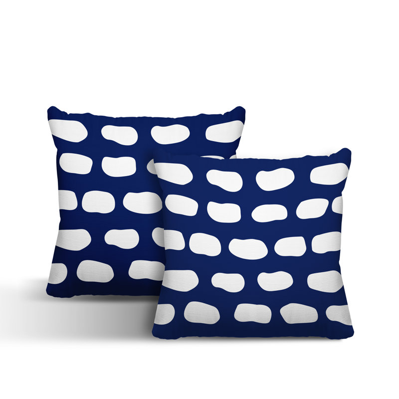 Oreiller carré intérieur / extérieur Aria Dash, L 19 po x H 19 po, Bleu marine