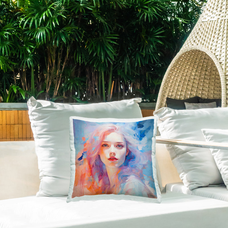 Coussin décoratif imprimé "Paint Drip Visage" par Roozbeh Bahramali