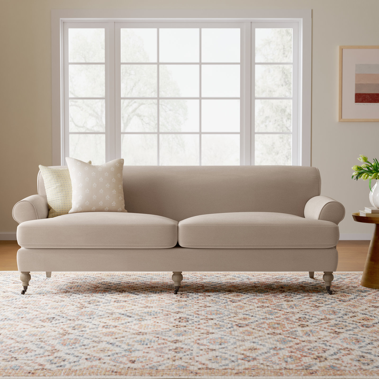 Harbor 88'' Upholstered Sofa, Khaki Velvet