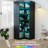 Corner Display Cabinet with Glass Doors, 79" Lighted Curio Display Case with 7 Color Lights for Collectibles for Living Room