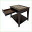 Table basse en bois à finition cerisier pour le salon avec tiroir en queue d'aronde et amp; Tablette inférieure, peu encombrante