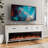 Farmhouse Fireplace Tv Stand For Up To 75 Inch Tv, Entertainment Center With 60" Electric Fireplace For 65 75 Inch Tv, 65" Tv Stand With Storage Cabinet Drawer For Living Room (off White)