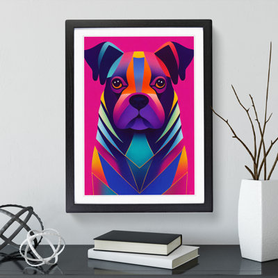 Striking Dog Abstract - Single Picture Frame Print