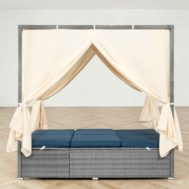 Lit de jour pour terrasse en osier 57,62 ", Bleu très foncé