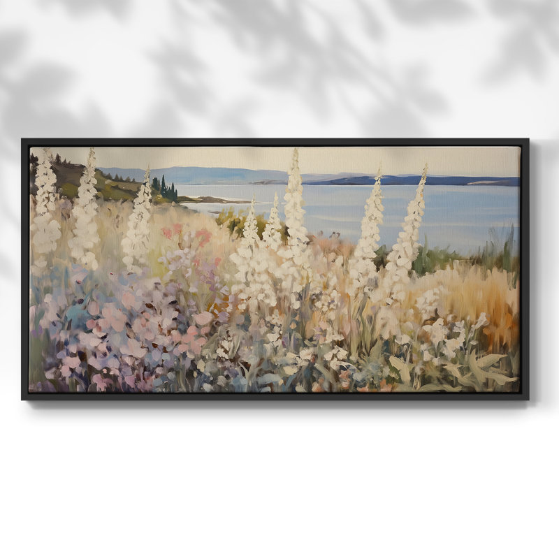 Botanical Series-CCLVI- Toile tendue avec châssis tendue, prête à être accrochée, H 21 po x l 41 po, Noir