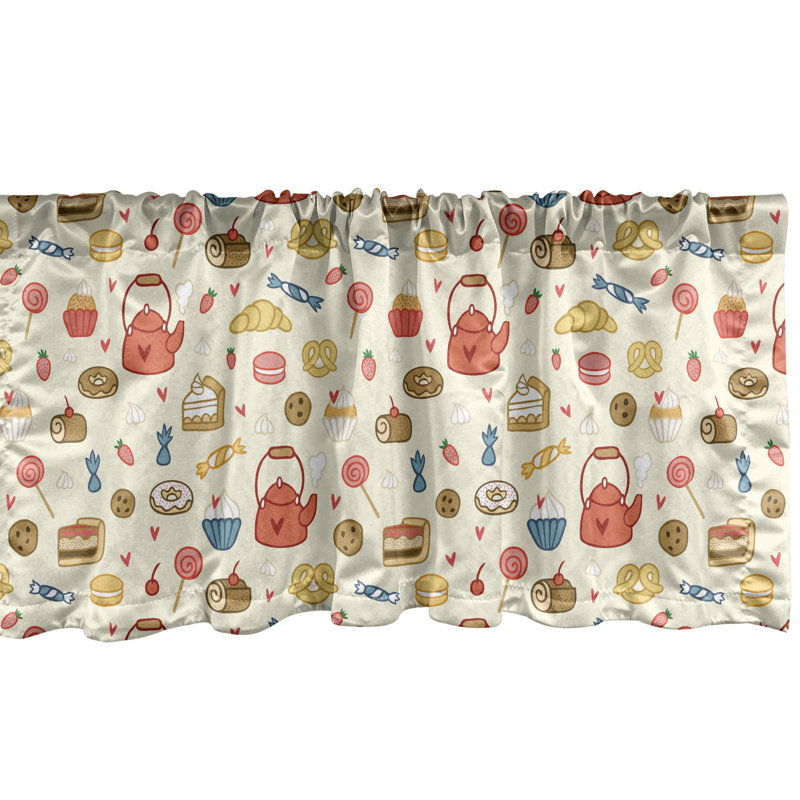 Cantonnière bleu marine et rosé Ambesonne, lot de 2 roses rétro 45055