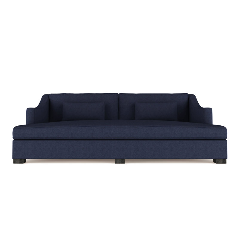 Lit de jour Crosby Slope Arm, Velours moelleux imprimé bleu, Patiné