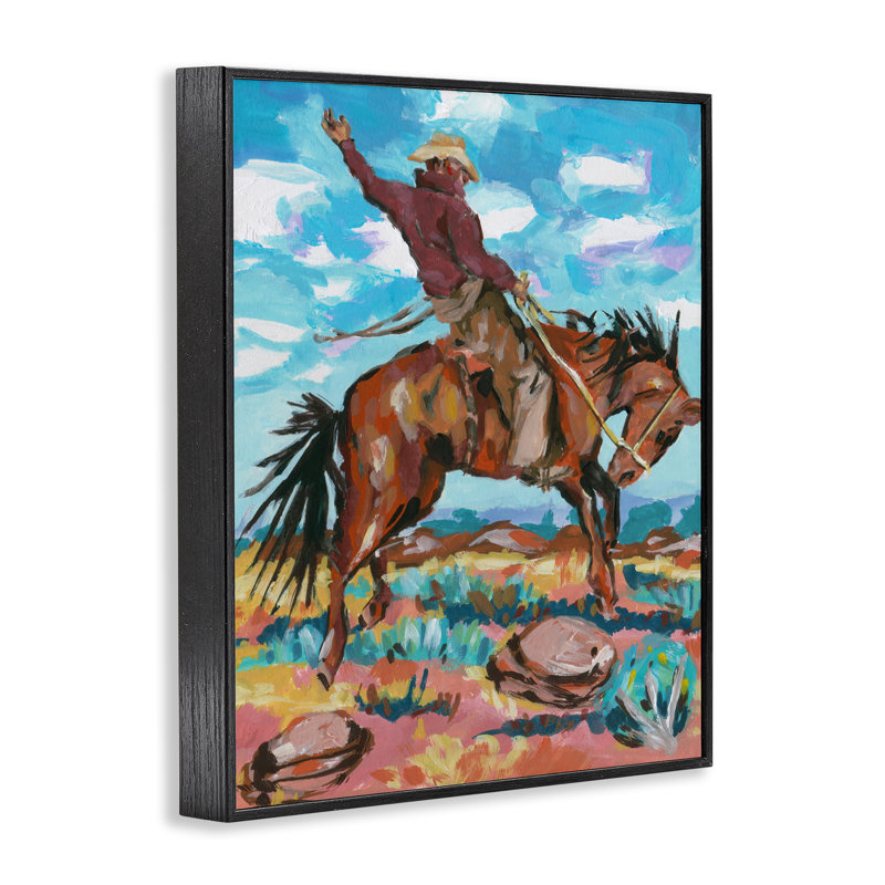 «Cowboy on Eleving Horse», art giclée par Samuel Dixon, Giclée encadrée noir minuit, H 20 po x l 16 po