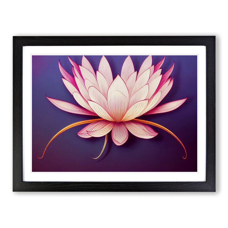 Otherworldly Lotus Flower - Single Picture Frame Print, Black, 46cm H x 64cm W x 2cm D