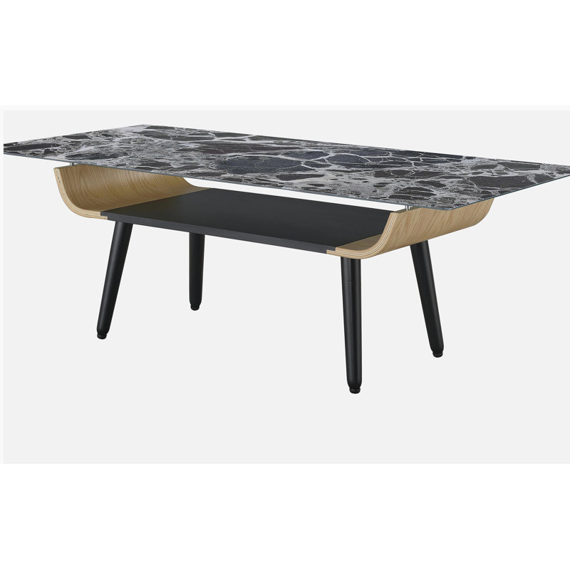 Four Legs Coffee Table with Storage, Black