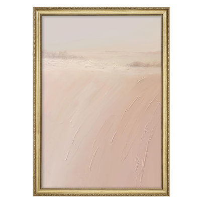 "Doux rose abstrait paysage impressions impressionnisme or encadré décoration murale"
