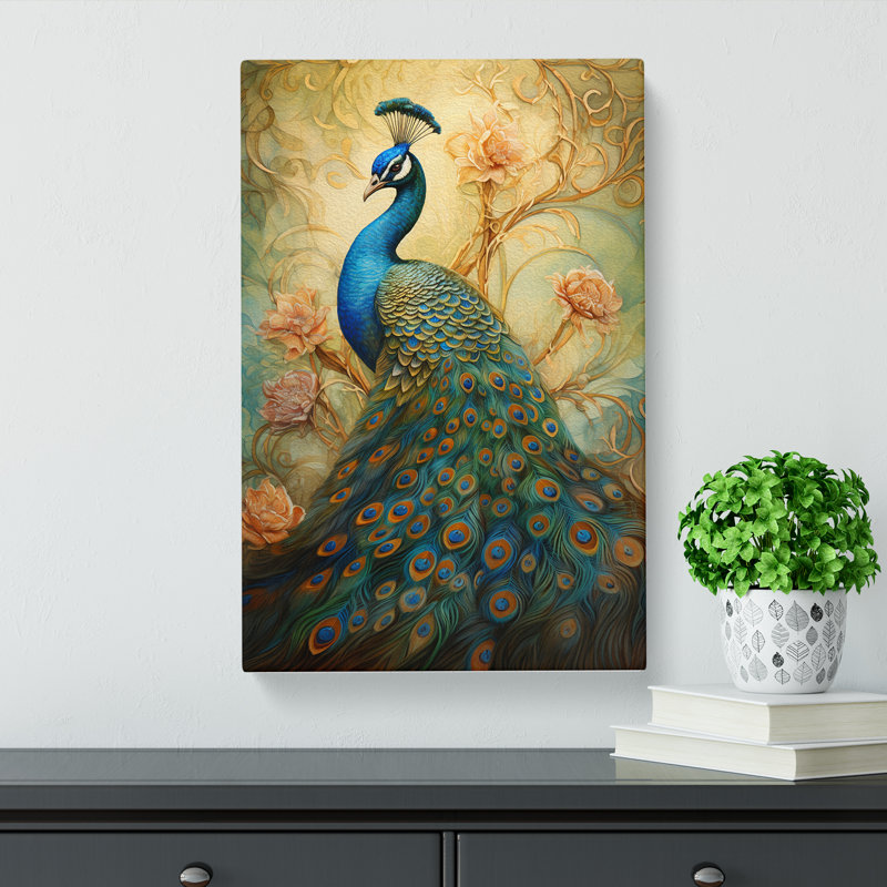 Peacock Tachisme - No Frame Print, 76cm H x 50cm W x 3cm D