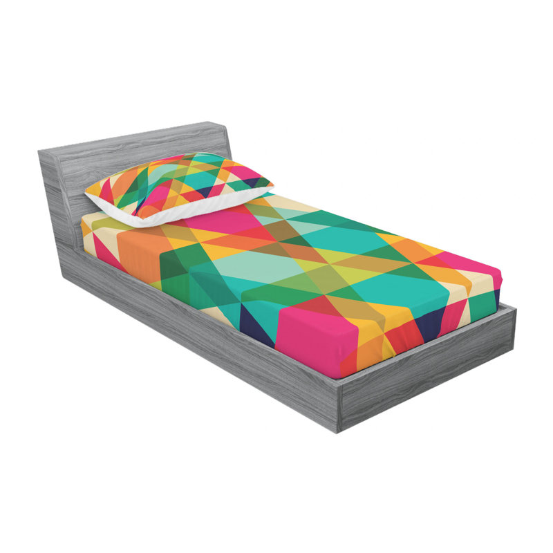 Microfiber Geometric Sheet Set, Twin Sheet Set with Fitted Sheet