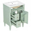 Meuble-lavabo autoportant vert 24 po avec lavabo, tiroir rabattable et tablette réglable, armoire en bois d'hévéa massif-128990528