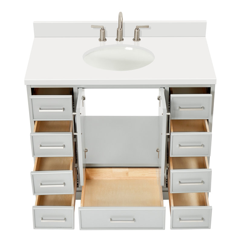 Meuble-lavabo simple avec plateau Abshire 43, Gris
