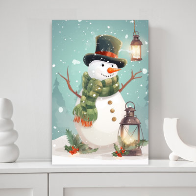 Cozy Winter Snowman Scene Classic Serene Whimsical Winter Landscape, reproduction d'art murale