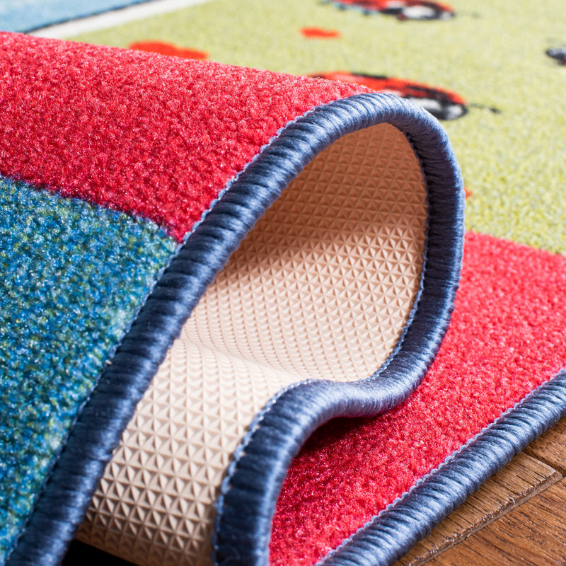 Educational Blue and Multicolor Kids Playhouse Rug, 5' x 7'
