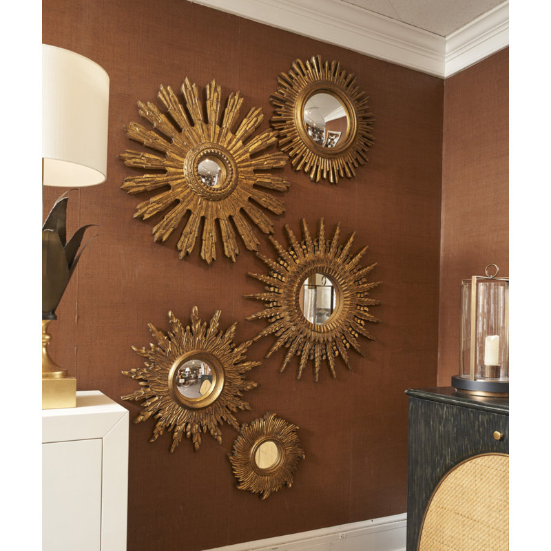 Set Of Five Gold Starburst Mirrors