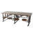 Brown Teak Wood Kitchen Dining Table with Eight Attached Seats, 100" x 42" x 31"-94225247-94225246-94225244