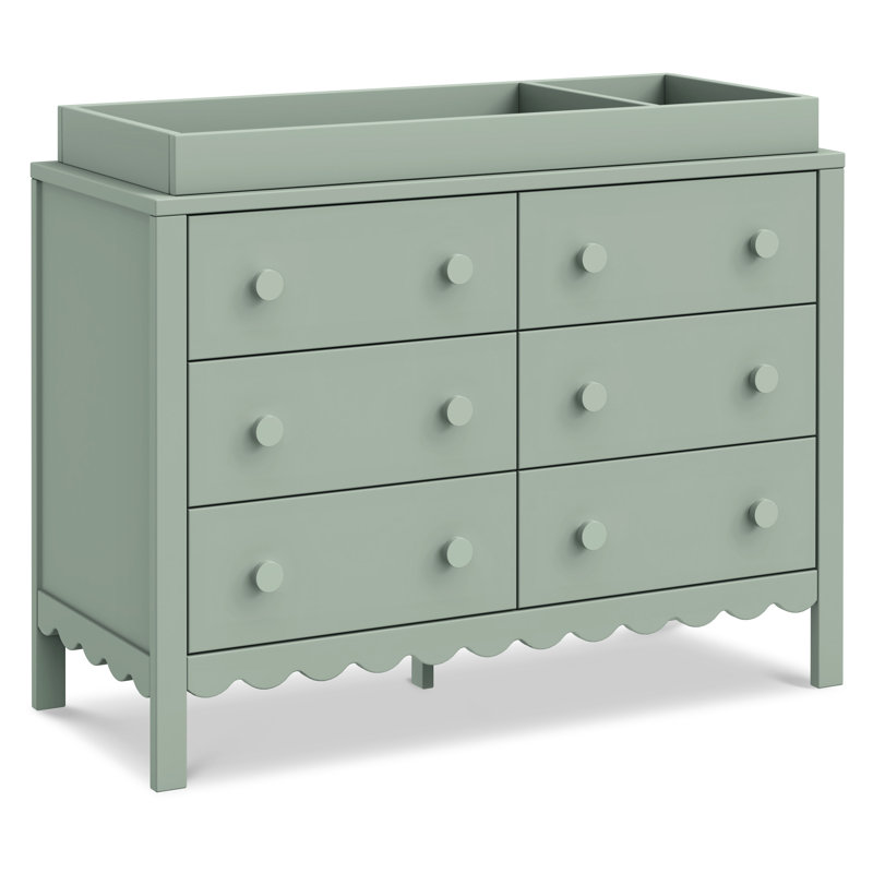 scalloped dresser Emmeline 6-Drawer Drawer Dresser blends modern elegance with practical storage daVinci Sammy Scallop 6-Drawer Dresser
