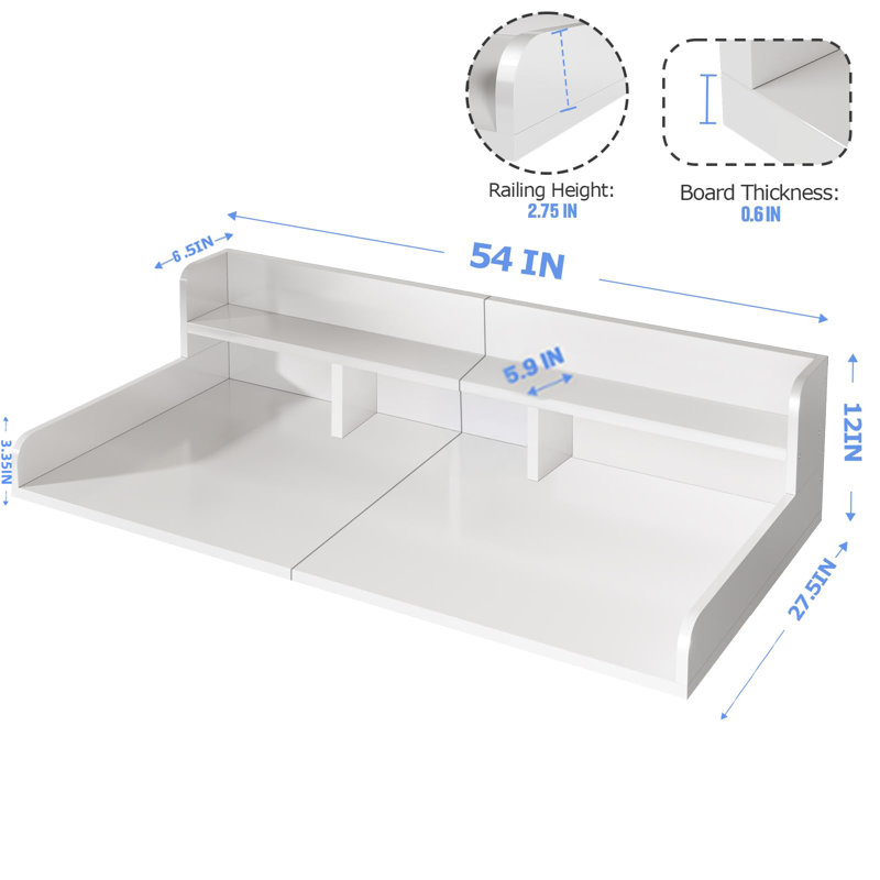 Tablette en MDF à double couche avec surface imperméable, Blanc