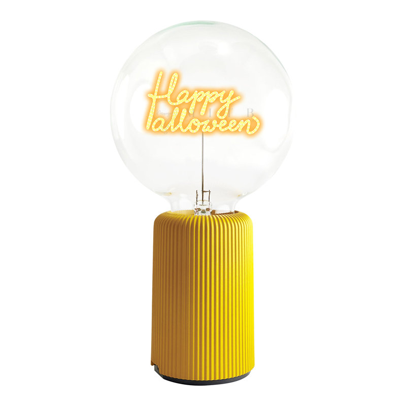 Ampoule HAPPY HALLOWEEN Lampe de table ambre avec base PORTABLE Pop Nomad, H 19 po x l 6,8 po x P 13 po, Jaune