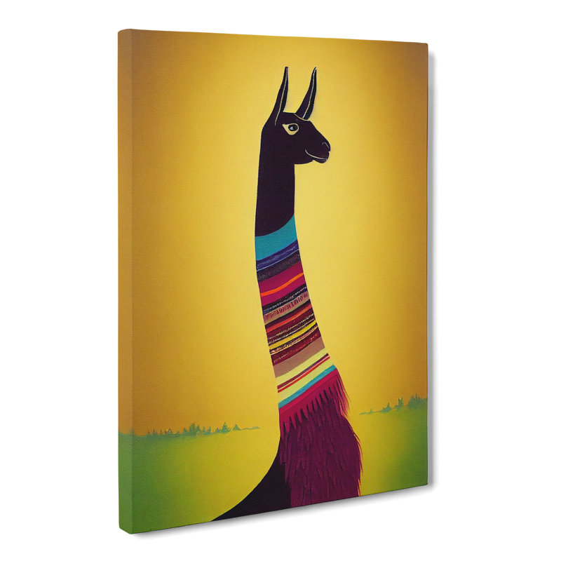 Llama Retro - Wrapped Canvas, 50cm H x 35cm W x 3cm D
