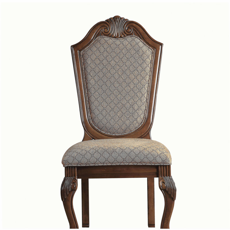 Chaise à dossier solide beige et cerisier (ensemble de deux)