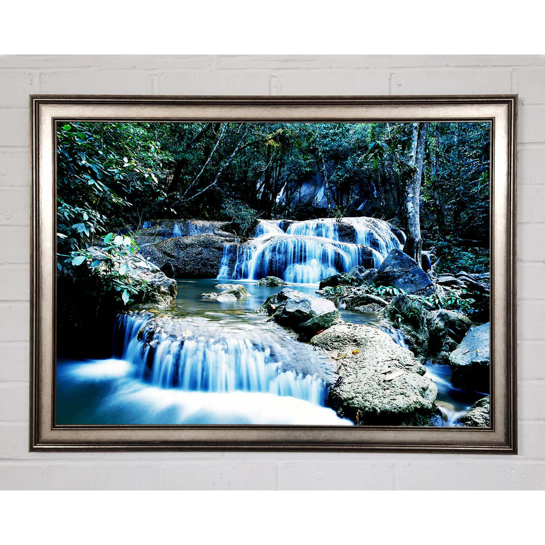 Rocky Waterfall Woodland - Einzelner Bilderrahmen Kunstdrucke