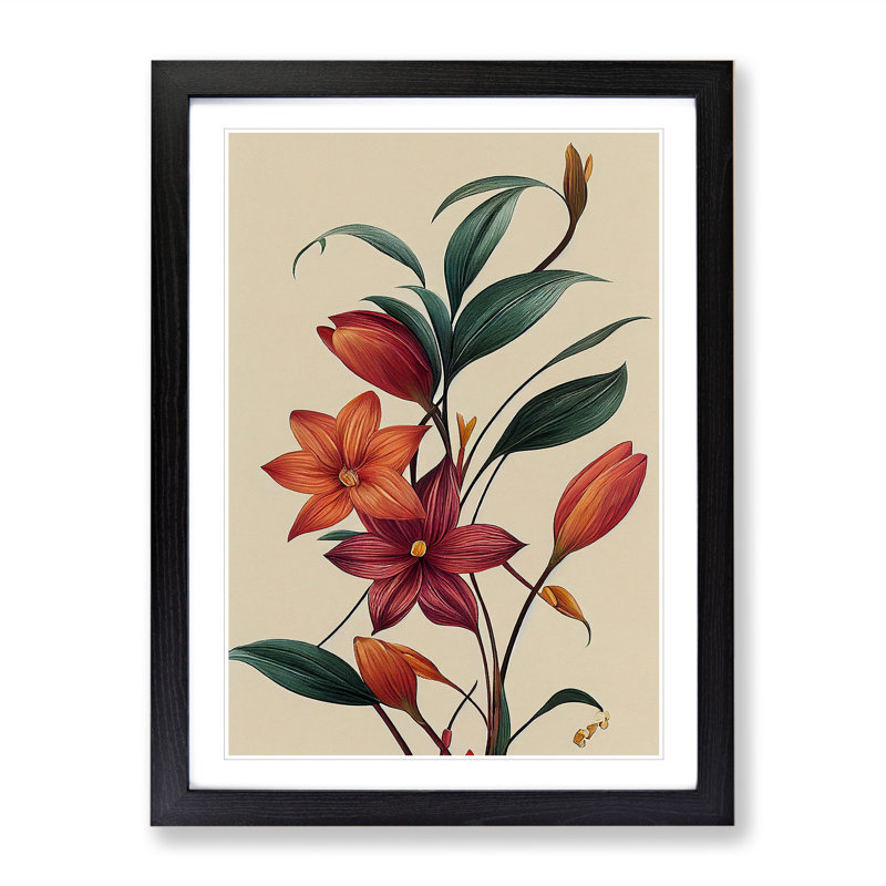 The Classic Flowers No.1 - Single Picture Frame Print, Black Framed, 64cm H x 46cm W x 2cm D
