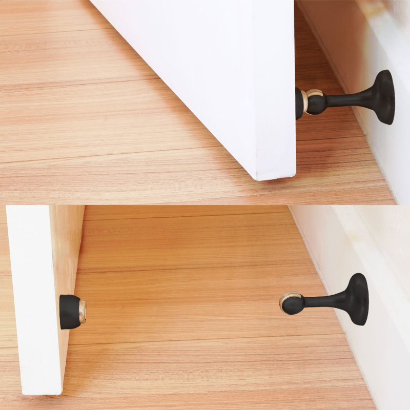 Michigan Magnetic Steel Baseboard Stop, Matte Black