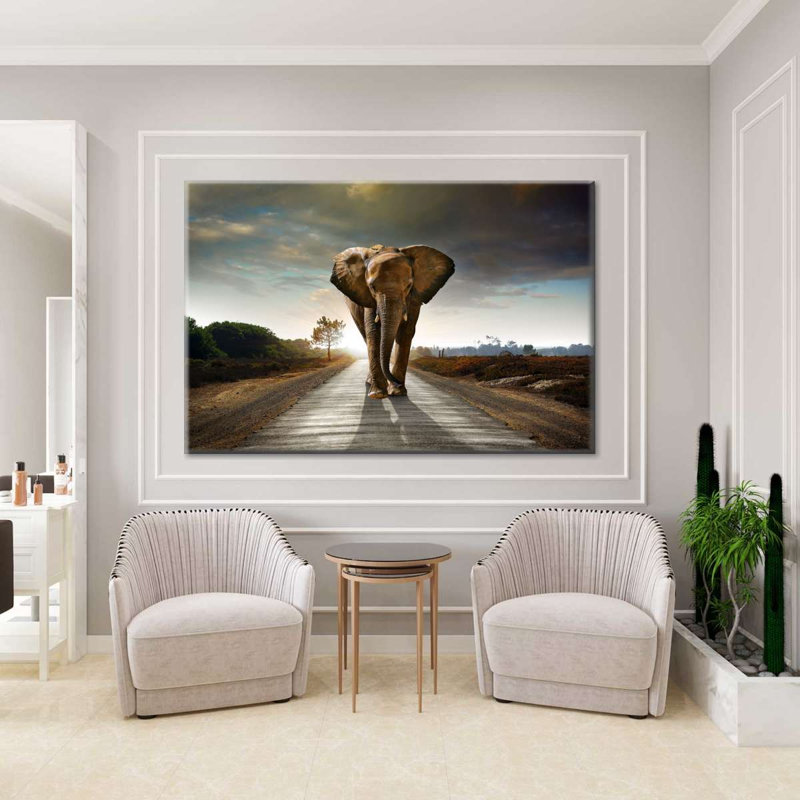 «Walking Lone Elephant» sur impression sur toile, H 24 po x l 16 po x P 1,25 po
