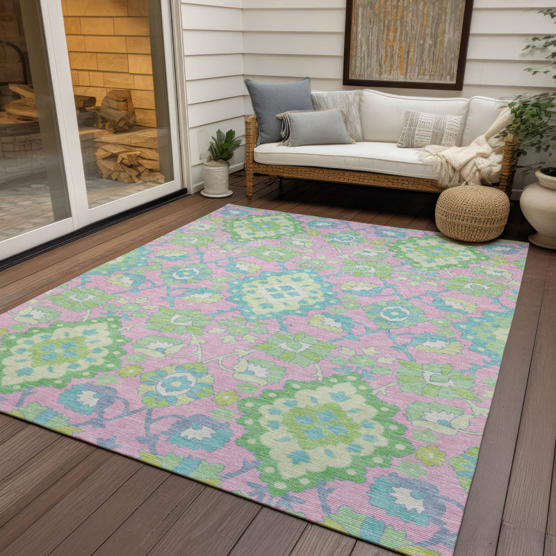 Tapis intérieur / extérieur rose Vespera , 9 pi x 12 pi
