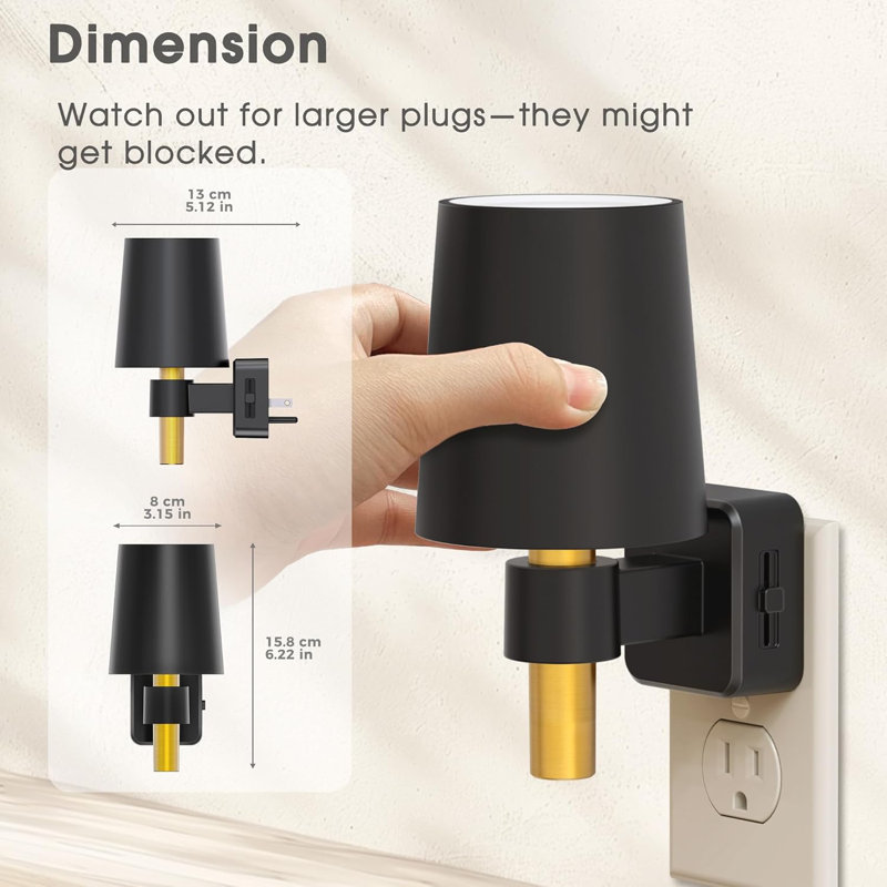 Horizontal Plug-In Night Light With Light Sensor, Red Light, Dimmable