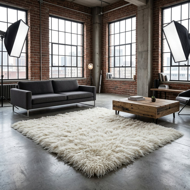 Ultra-plush Greek Flokati rugs. Thick 4" shag pile. Cugina Wool Area Rug, Rectangle 5' x 7'