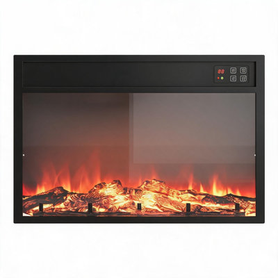 Meuble télé de style ferme de 147 cm avec foyer électrique, compatible avec les téléviseurs jusqu'à 165 cm, console multimédia 3D effet flamme de 76 cm avec télécommande, placards de rangement ajustables pour le salon