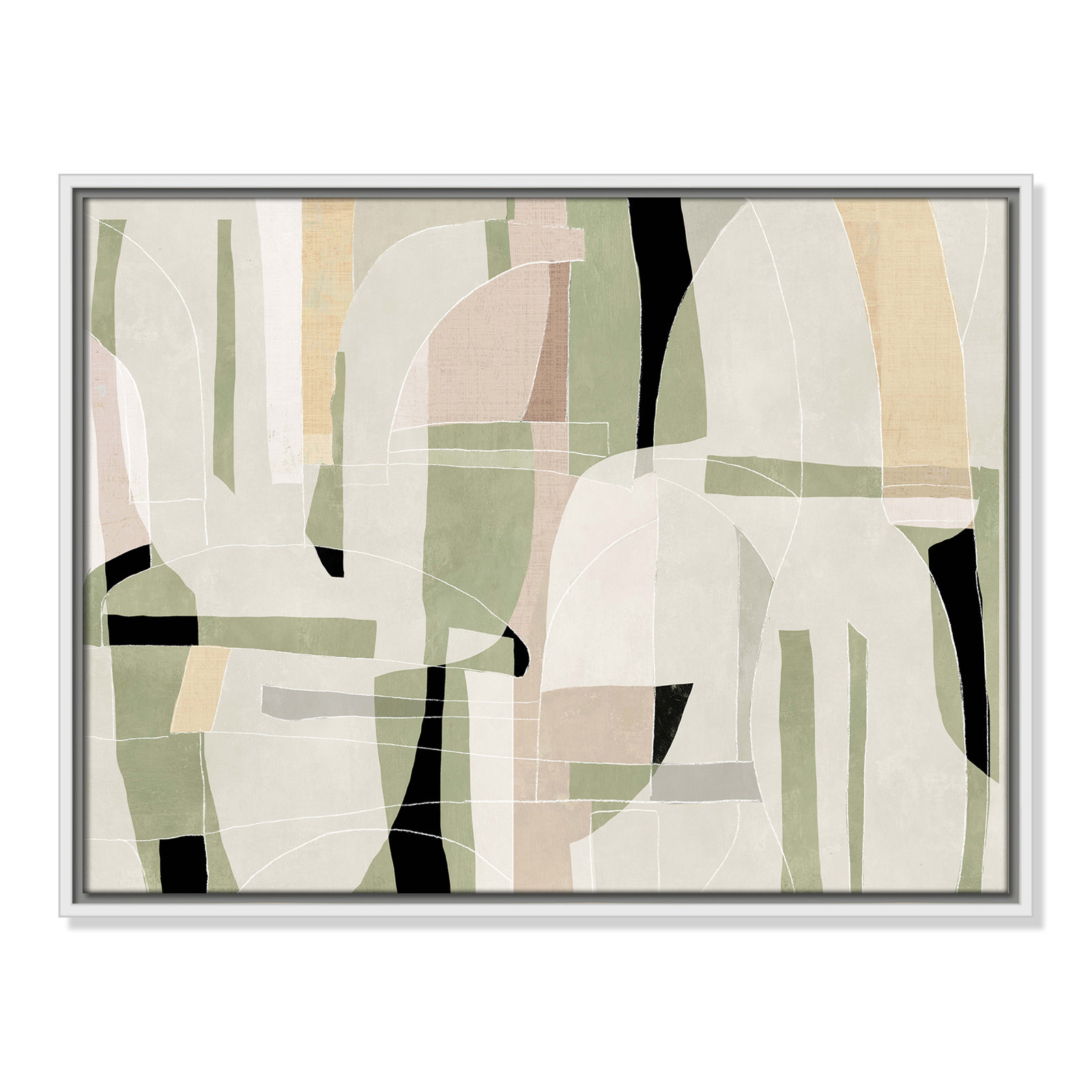 Sunny Barcelona - Floater Frame Canvas, 25.5" W x 19.5" H, White