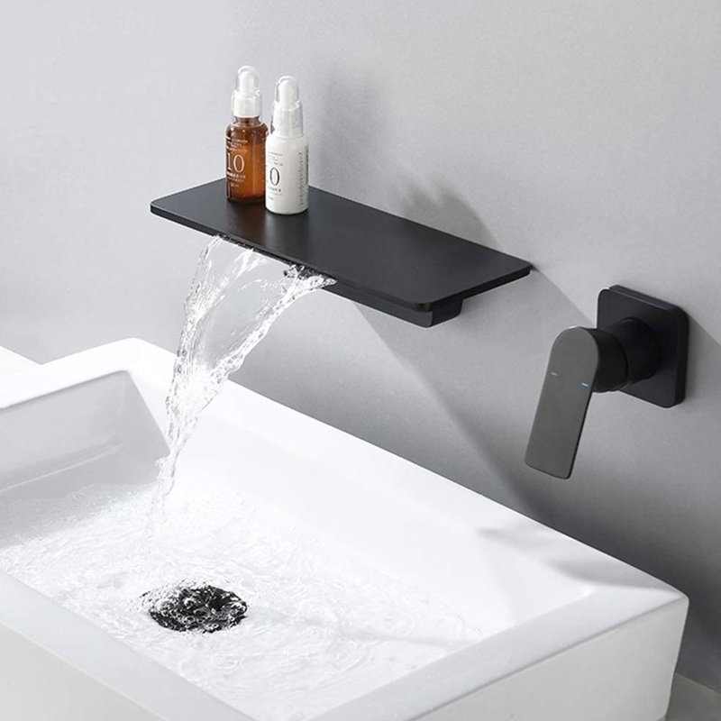 Robinet pour lavabo de salle de bain Waterfall, Noir mat