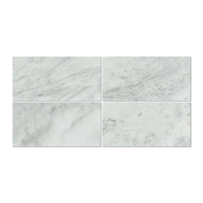 Carreau de sol et de mur en marbre 12 po x 24 po, Blanc oriental poli