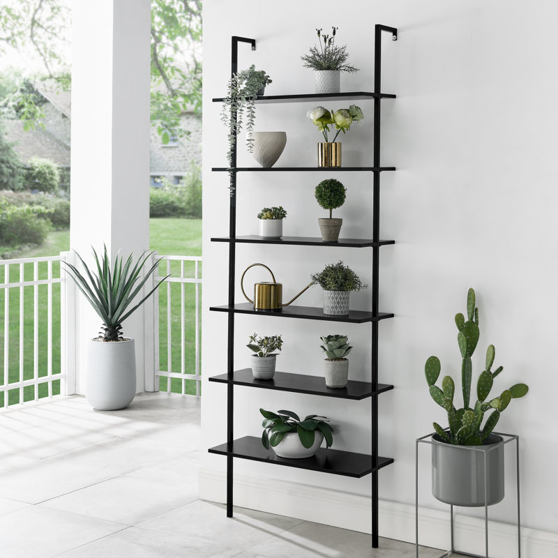Kuiper 215cm/84.65inch 6 Tiers Ladder Bookshelf, Black