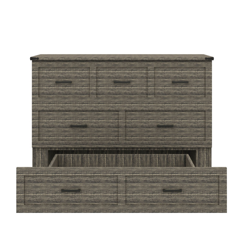 Armoire lit escamotable Murphy avec station de charge, lit pliant multifonctionnel avec 1 grand tiroir de rangement