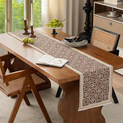 Reversible Jacquard Vintage Cotton Blend Table Runner 14" W X 72" L