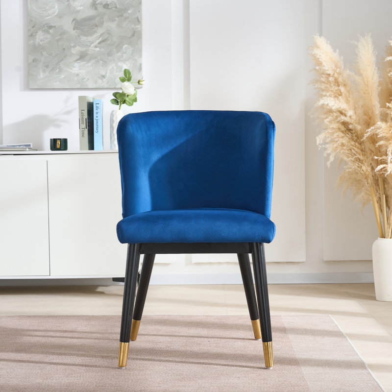 Sofina Modern Velvet Dining Chair, Tufted Back, Wooden Frame, Blue
