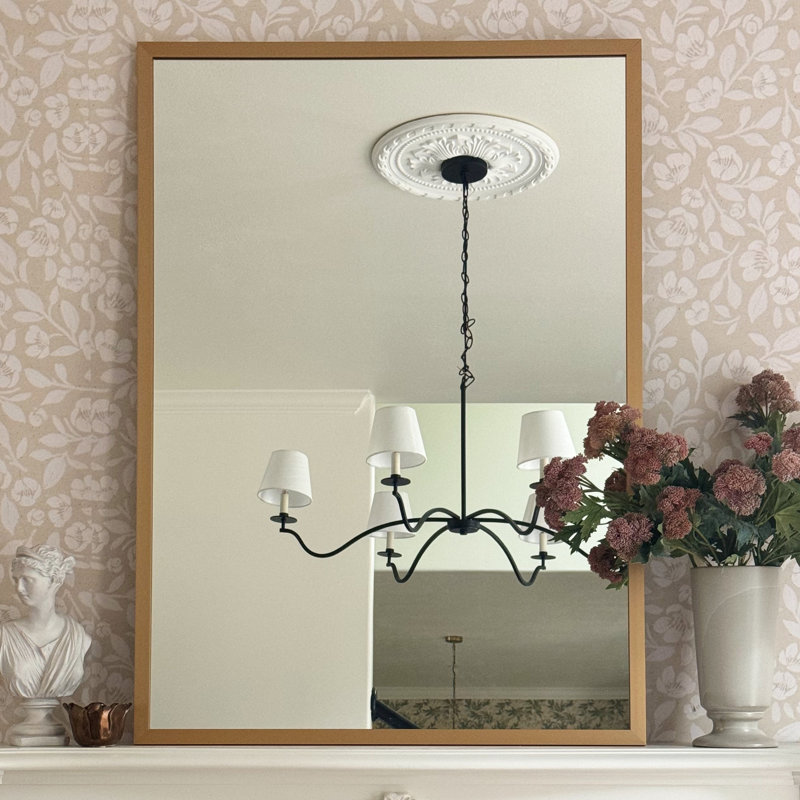 Champagne Bronze Metal Framed Wall Mirror, Bathroom Mirror and Vanity Mirror, Washington Collection, 28" x 36", Rectangle