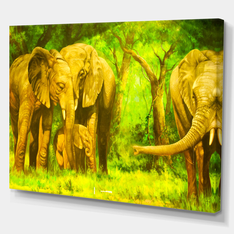 Un éléphant dans les bois-imprimé, Toile tendue, H 12 po x l 20 po x p 1 po