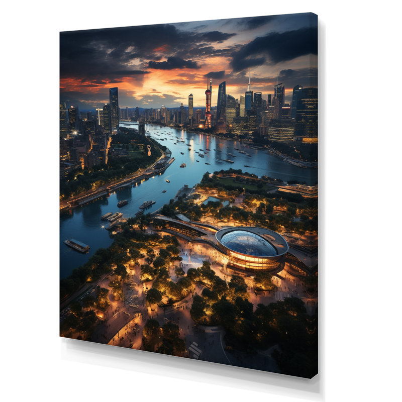 Vue magnifique du paysage urbain de Pékin I - reproduction, H 32 po x l 24 po x P 1 po, Toile tendue